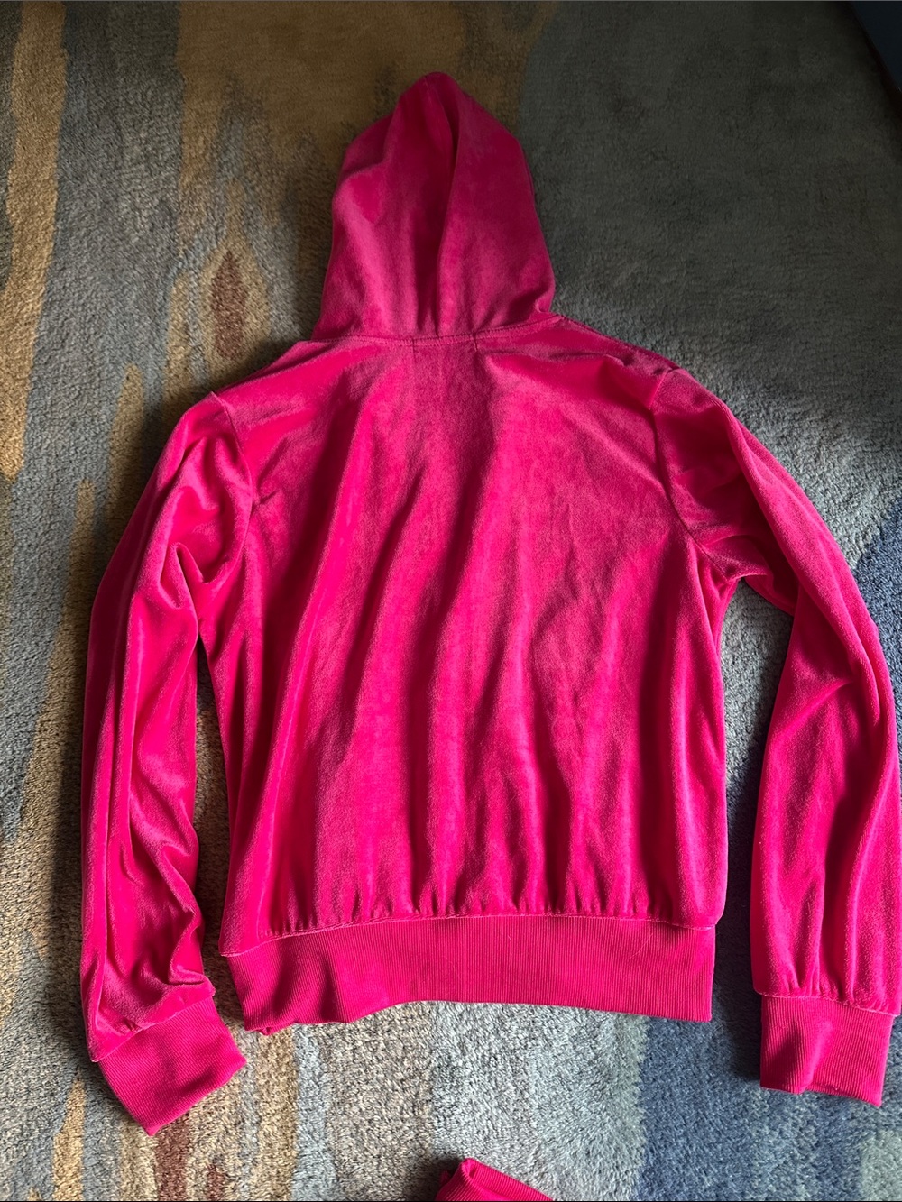 Women’s Hot Pink Velour Zip Hoodie & Drawstring Joggers Set - Picture 4 of 7